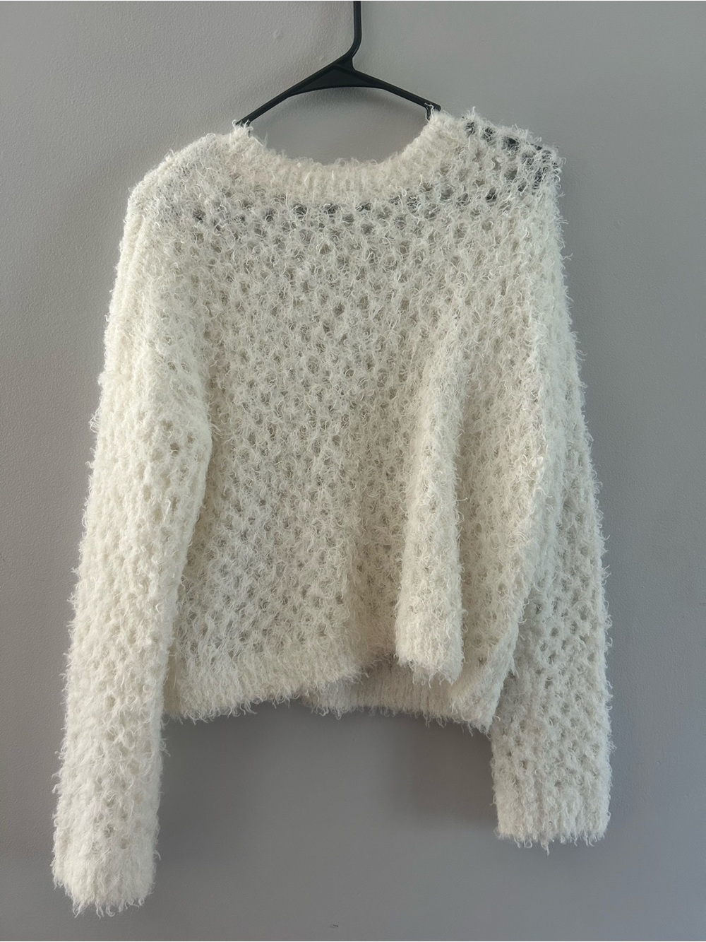 Cozy Open-Knit Crewneck Sweater - Ivory